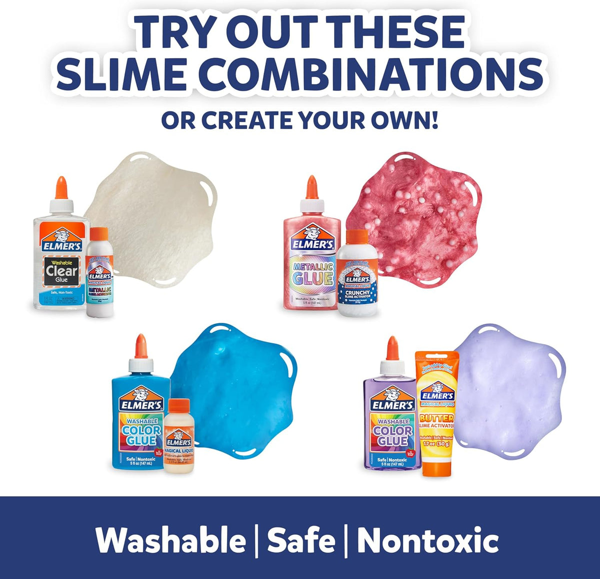 Elmer's Ocean Dive Slime Kit, Slime Supplies Include Liquid Glue, Activator, and Premade Slime, 9 Count - Creative Activity, Kids Summer Fun