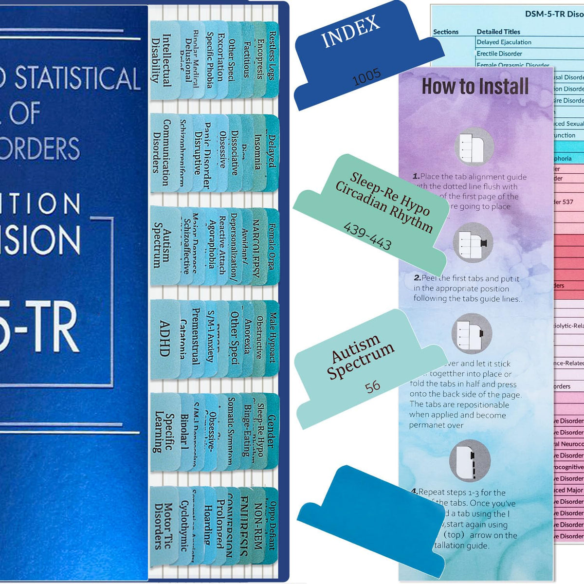 Index Tabs for DSM-5-TR 2022, 94 Color-Coded Tabs, 26 Blank Tabs, Pink