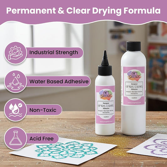 Art Institute Glitter Dries Clear Glue Kit, 8oz Refill & 4oz Bottle