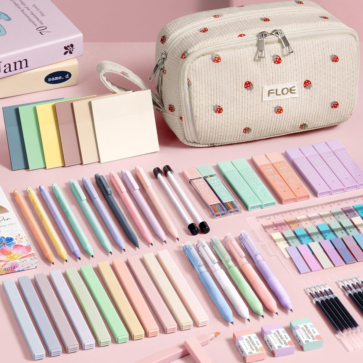 62PCS Aesthetic School Supplies Cute Back to School Supplies Stationary Set