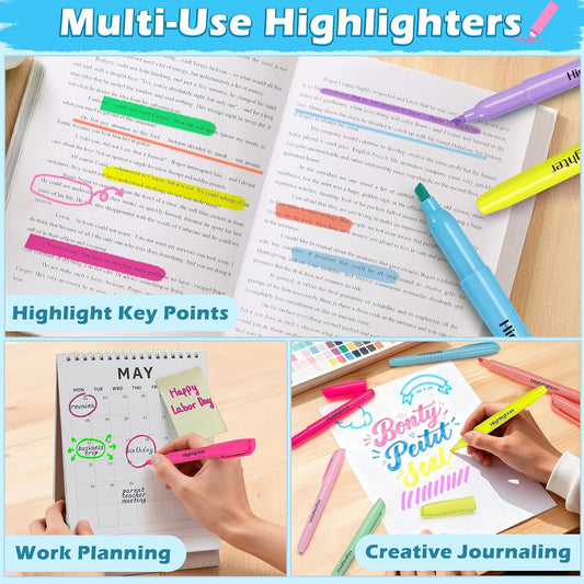 144 Pack Highlighters, 12 Assorted Colors Chisel Tip Highlighter Bulk