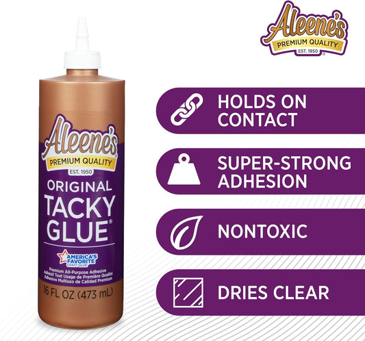 Aleene's Original Tacky Glue, Perfect for Crafts and DIY Projects, Dries Fast and Clear, 16 fl oz 3-Pack
