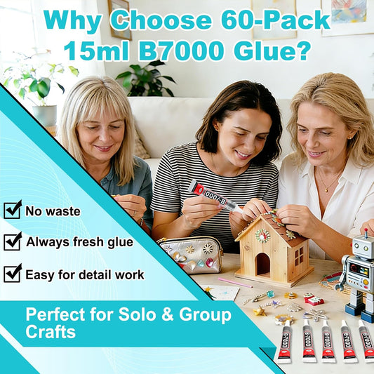 60 Tube B-7000 Glue 15Ml/0.5 fl oz- Strong Transparent Rhinestone Glue with Precision Tip, Waterproof, Flexible, Bulk B7000 Glues Paste Adhesive for DIY Craft Jewelry Making Shoes Phone Repair