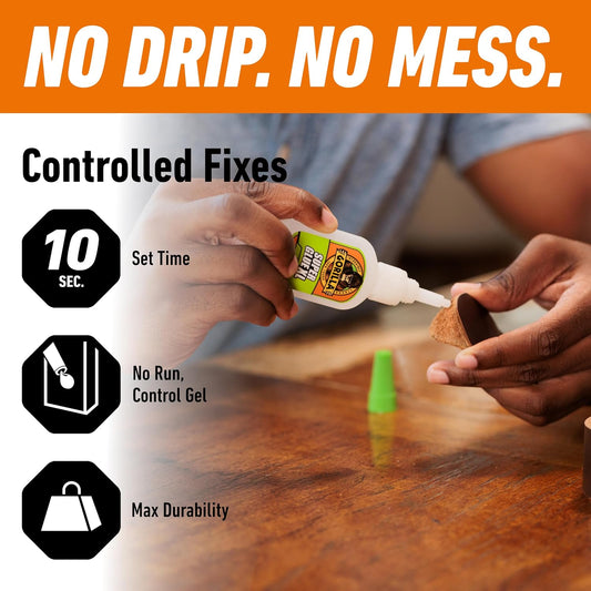 Gorilla Glue Super Glue Gel XL, Fast-Setting, Thicker Controlled No Run Formula, Anti-Clog Cap, Versatile Cyanoacrylate Glue, 25g, Clear (Pack of 2)