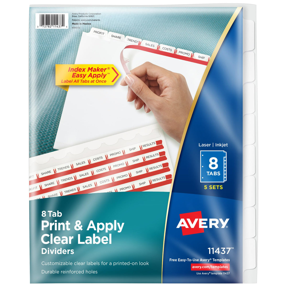Avery Index Maker Clear Label Dividers, 5-Tab, White, 5 Sets