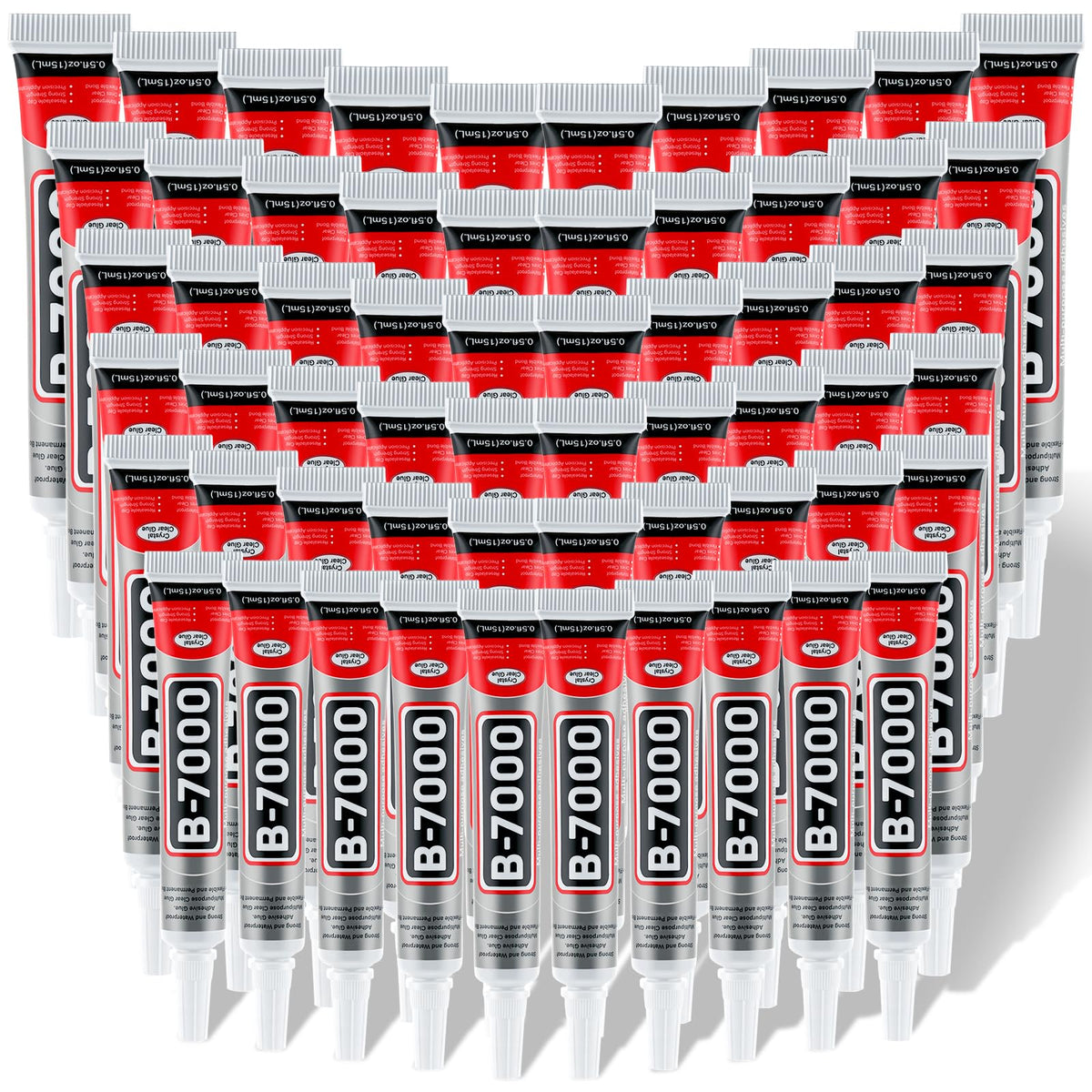 60 Tube B-7000 Glue 15Ml/0.5 fl oz- Strong Transparent Rhinestone Glue with Precision Tip, Waterproof, Flexible, Bulk B7000 Glues Paste Adhesive for DIY Craft Jewelry Making Shoes Phone Repair