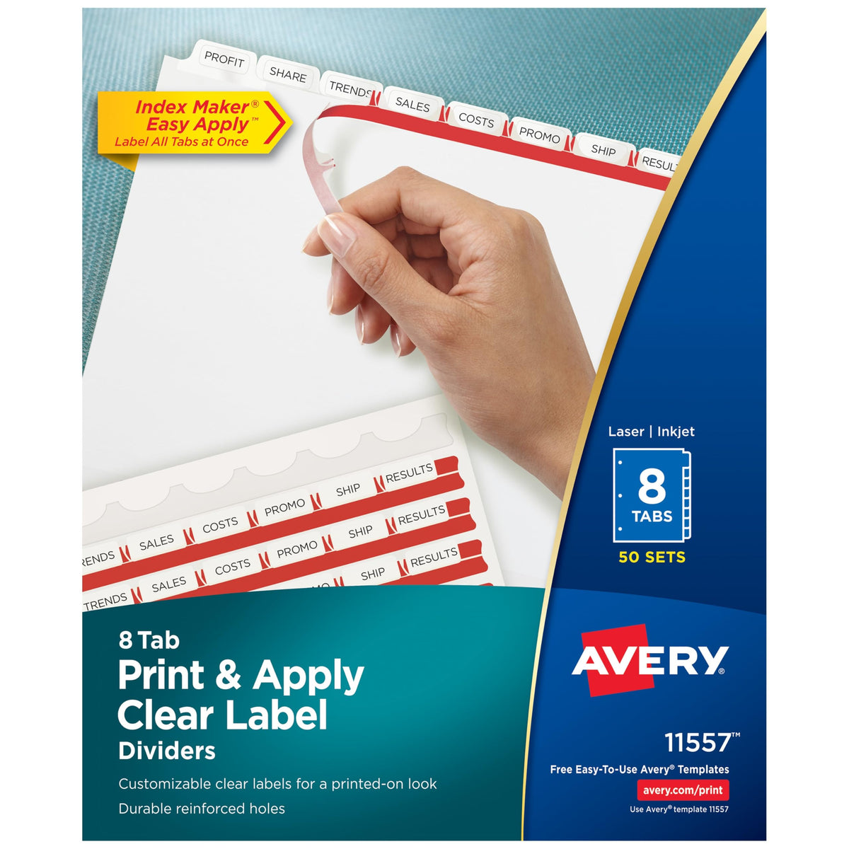 Avery Index Maker Clear Label Dividers, 5-Tab, White, 25 Sets