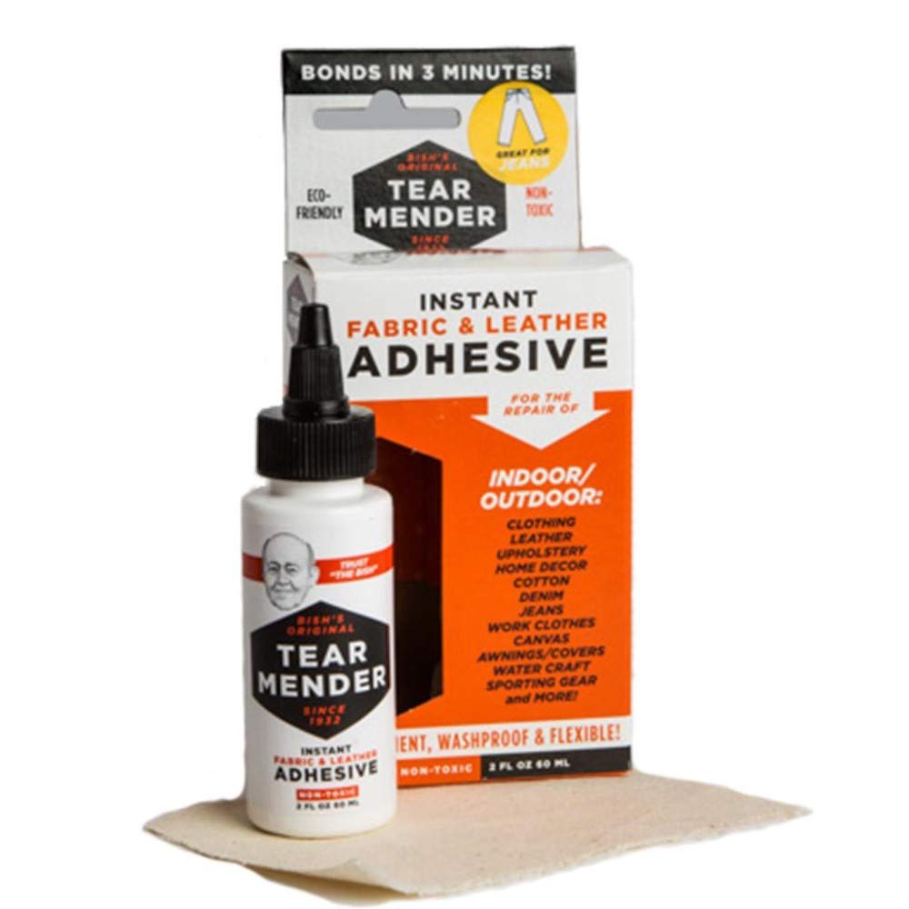Tear Mender Instant Fabric & Leather Adhesive Kit with Patch for Jeans, 2 oz Bottle, Liquid, TM-3