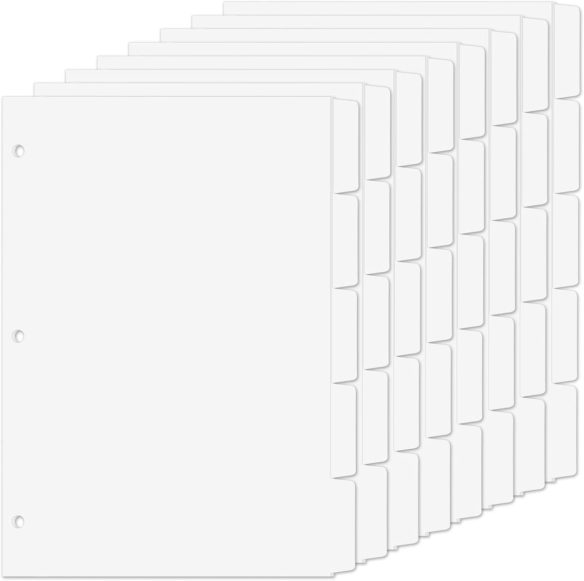 Binder Dividers for 3 Ring Binder, 1/5 Cut Tabs, Letter Size Blank Dividers