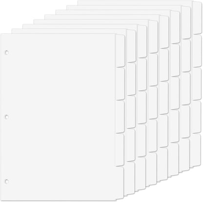 Binder Dividers for 3 Ring Binder, 1/5 Cut Tabs, Letter Size Blank Dividers
