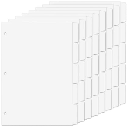 Binder Dividers for 3 Ring Binder, 1/5 Cut Tabs, Letter Size Blank Dividers
