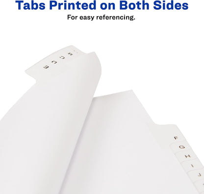 Avery® Legal Exhibit Dividers, Side Tab, A-Z, White, 5 Sets