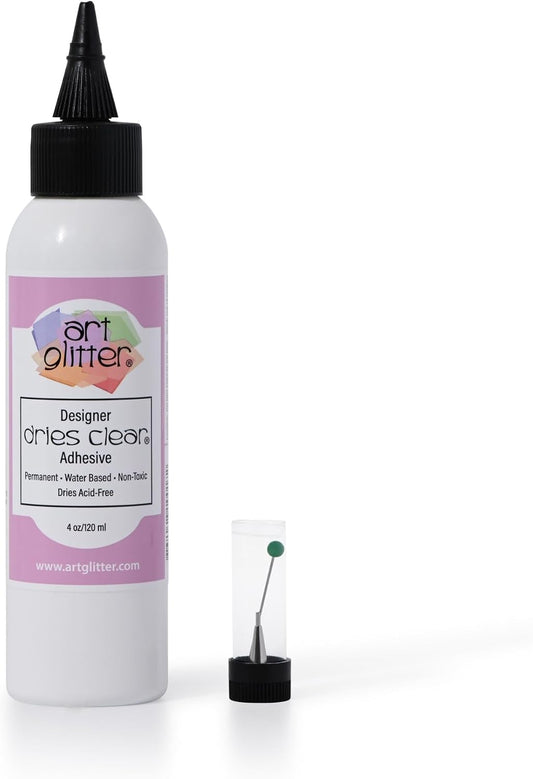 Art Institute Glitter Designer Dries Clear Glue, 4oz with Metal Tip & Pin