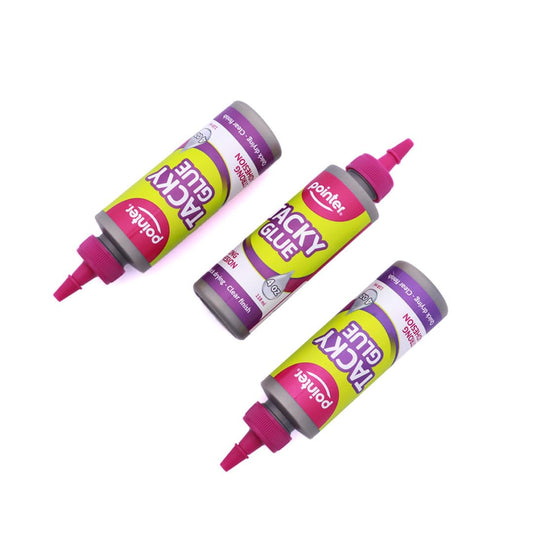 Pointer Tacky Glue, All Purpose Strong Adhesion, 4 oz Bottles, Quick Drying Clear Finish Pack of 3