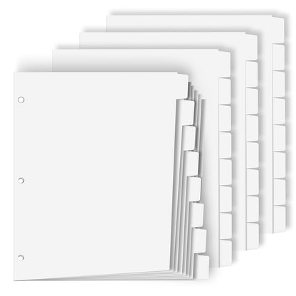 Binder Dividers for 3 Ring Binder, 1/5 Cut Tabs, Letter Size Blank Dividers