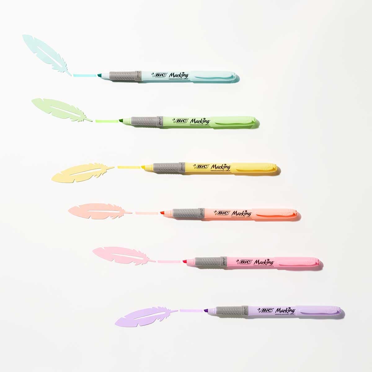 BIC Highlighter Collection Box, Assorted Intense and Pastel Colours, in Convenient Metal Gift Box, Pack of 15