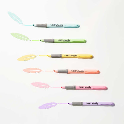 BIC Highlighter Collection Box, Assorted Intense and Pastel Colours, in Convenient Metal Gift Box, Pack of 15