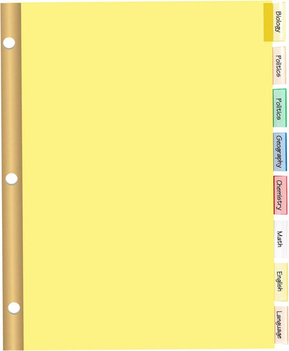 PANDRI 120 Pack Binder Dividers with 8 Tabs & Reinforced Holes, Letter Size