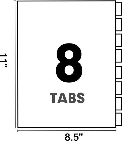 PANDRI 120 Pack Binder Dividers with 8 Tabs & Reinforced Holes, Letter Size
