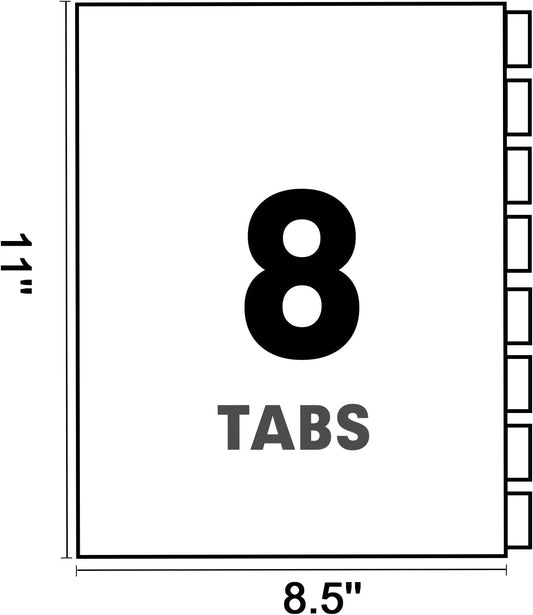 PANDRI 120 Pack Binder Dividers with 8 Tabs & Reinforced Holes, Letter Size