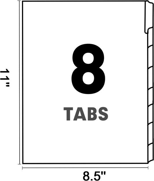 PANDRI 120 Pack Binder Dividers with 8 Tabs & Reinforced Holes, Letter Size