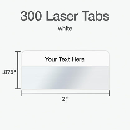 Redi-Tag Laser Printable Tabs, Permanent Index Tabs, Customizable Adhesive Labels, White, 2" x 0.875", 300 Per Pack (B39170)