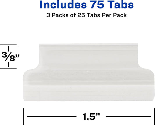 Avery® Index Tabs, 1-1/2", Self-Adhesive, Laser/Inkjet Printable Inserts, 25 Per Pack, 75 Total (3-Pack of 16320)