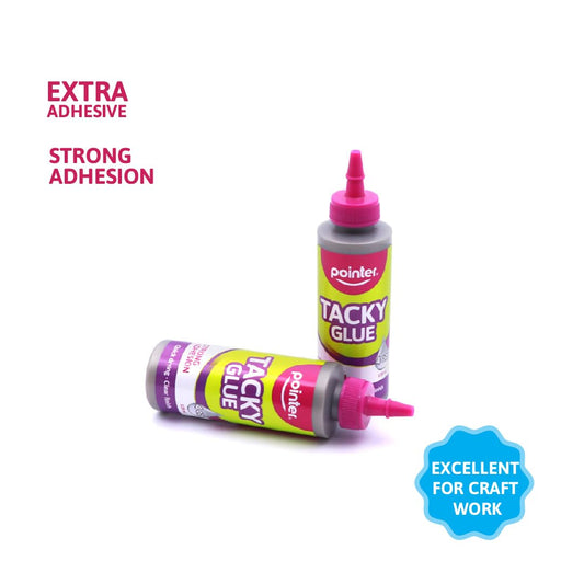 Pointer Tacky Glue, All Purpose Strong Adhesion, 4 oz Bottles, Quick Drying Clear Finish Pack of 3