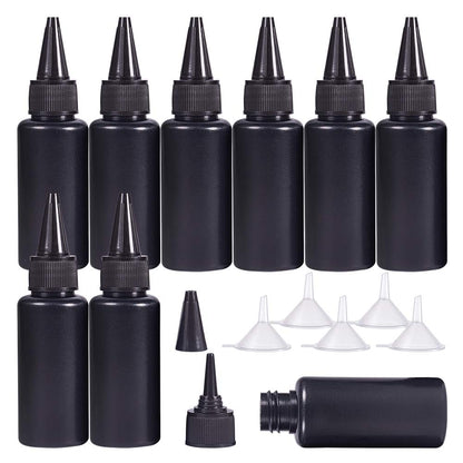 BENECREAT 16Pcs 120ml/4.06oz Black Plastic Squeeze Bottles, Squeeze Condiment Bottles with 2Pcs Funnels and 10Pcs Transfer Pipettes for Ink Tattoo Liquid Painting Glue