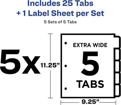 Avery® Index Maker® Clear Label Dividers, 5-Tab, Extra Wide, 5 Sets