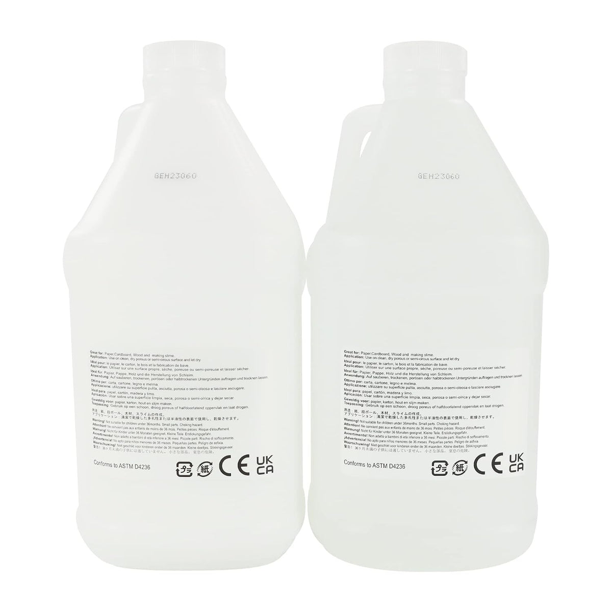 Amazon Basics 1/2 Gallon Clear & White Craft Glue Combo for Making Slime, Washable Home and School Art Crafts, Transparent/White, 64 fl oz