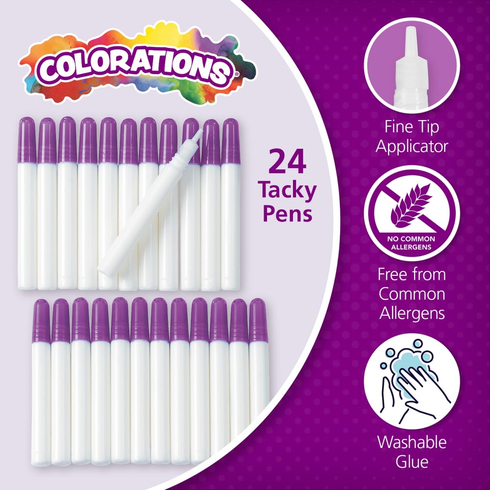 Colorations Tacky Glue Pens Classroom Supplies for Arts and Crafts Projects (Pack of 24), Quick Dry, Bulk Classroom Glue