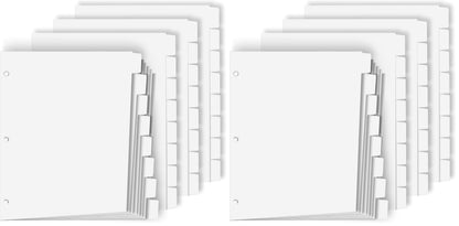 Binder Dividers for 3 Ring Binder, 1/5 Cut Tabs, Letter Size Blank Dividers