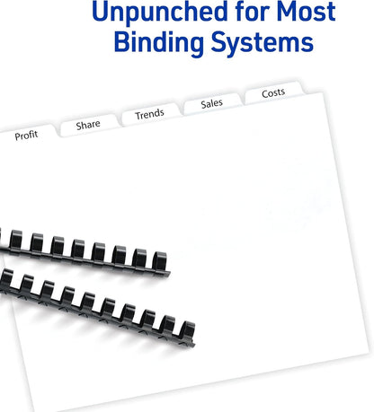 Avery 5-Tab Copier Dividers, Unpunched, White, 30 Sets