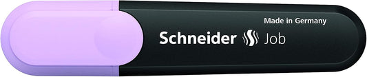 Schneider Job Pastel Highlighter, Chisel Tip, 1 + 5 mm, Black Barrel, Lavender Ink, Box of 10 Highlighters (1528),Purple