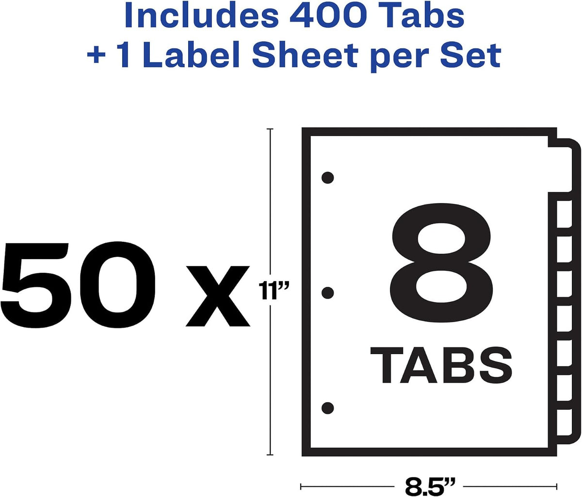 Avery® Index Maker® Clear Label Dividers, 8-Tab, White, 50 Sets