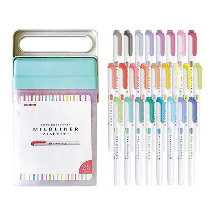 Zebra Mildliner WKT7-25C Highlighter, Set of 25 Colors