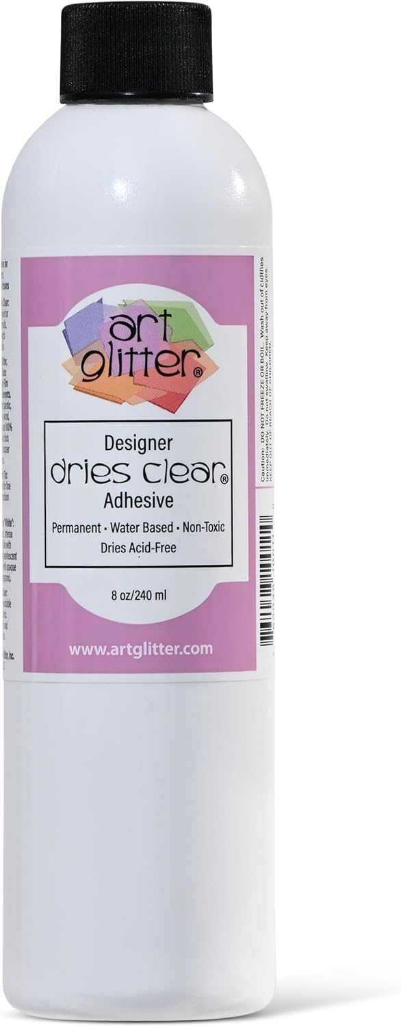 Art Institute Glitter Designer Dries Clear Craft Glue, 8oz Refill Bottle