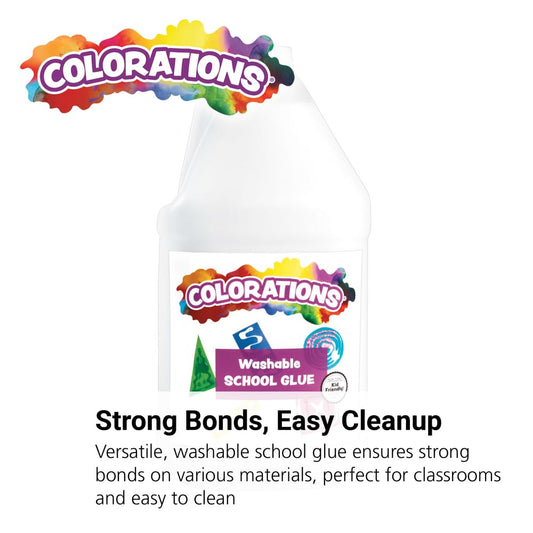 Colorations Washable White Glue - 1 Gallon, Dries Clear, Ideal for Crafts, School, Home & Office Use, Non-Toxic, Perfect for Craft Projects & Homeschool