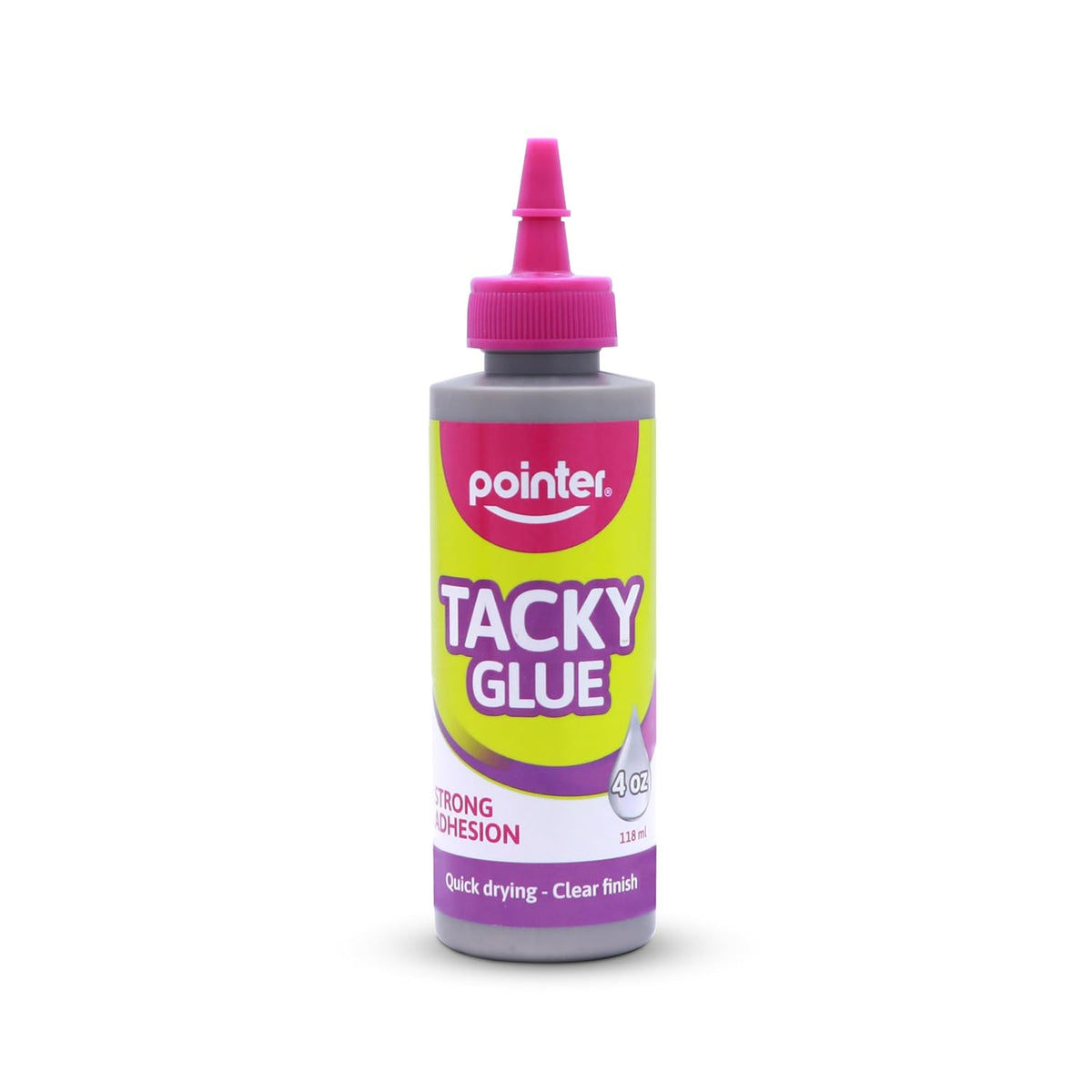 Pointer Tacky Glue, All Purpose Strong Adhesion, 4 oz Bottles, Quick Drying Clear Finish Pack of 3