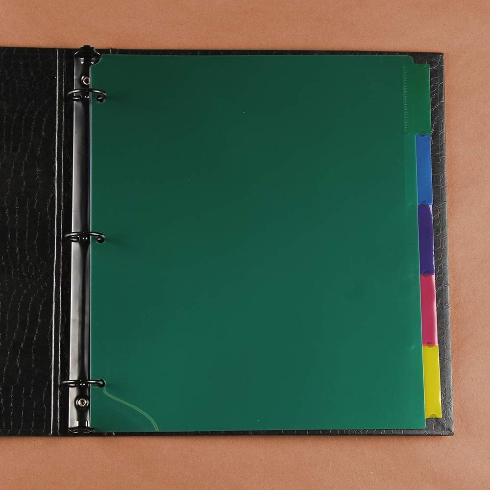JAM PAPER Plastic Index 5-Tab Dividers - 9 3/4 x 11 1/2 - Assorted Multi-Color - 6 Packs of 5 Tabs/Set
