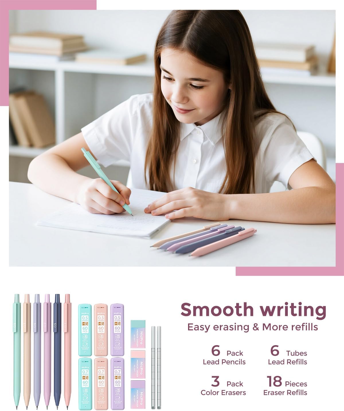 Nicpro 71PCS Aesthetic School Supplies with Pen Case, Bible Study Kit, Pink