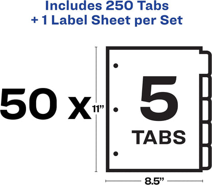 Avery Index Maker Clear Label Dividers, 5-Tab, White, 50 Sets