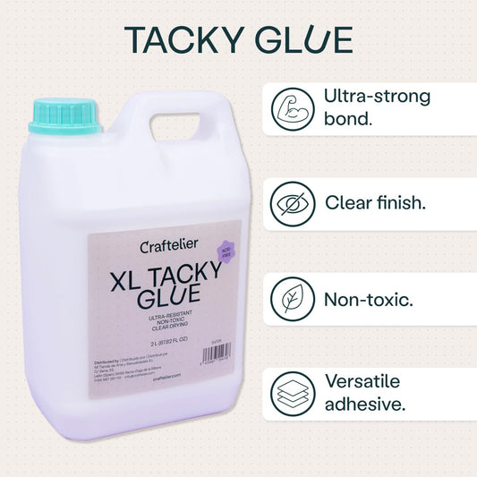 Craftelier - Tacky Glue XL, Extra Strong Clear Craft Glue for Scrapbooking, 2 L