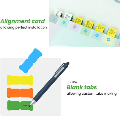 Index Tabs for NEC 2026 Code Book – Color-Coded for Quick Navigation – with Wire & Raceway Chart, Formula Guide, 2 Ohm’s Law Stickers, Page Numbers Sheet & Alignment Guide (Book Not Included)