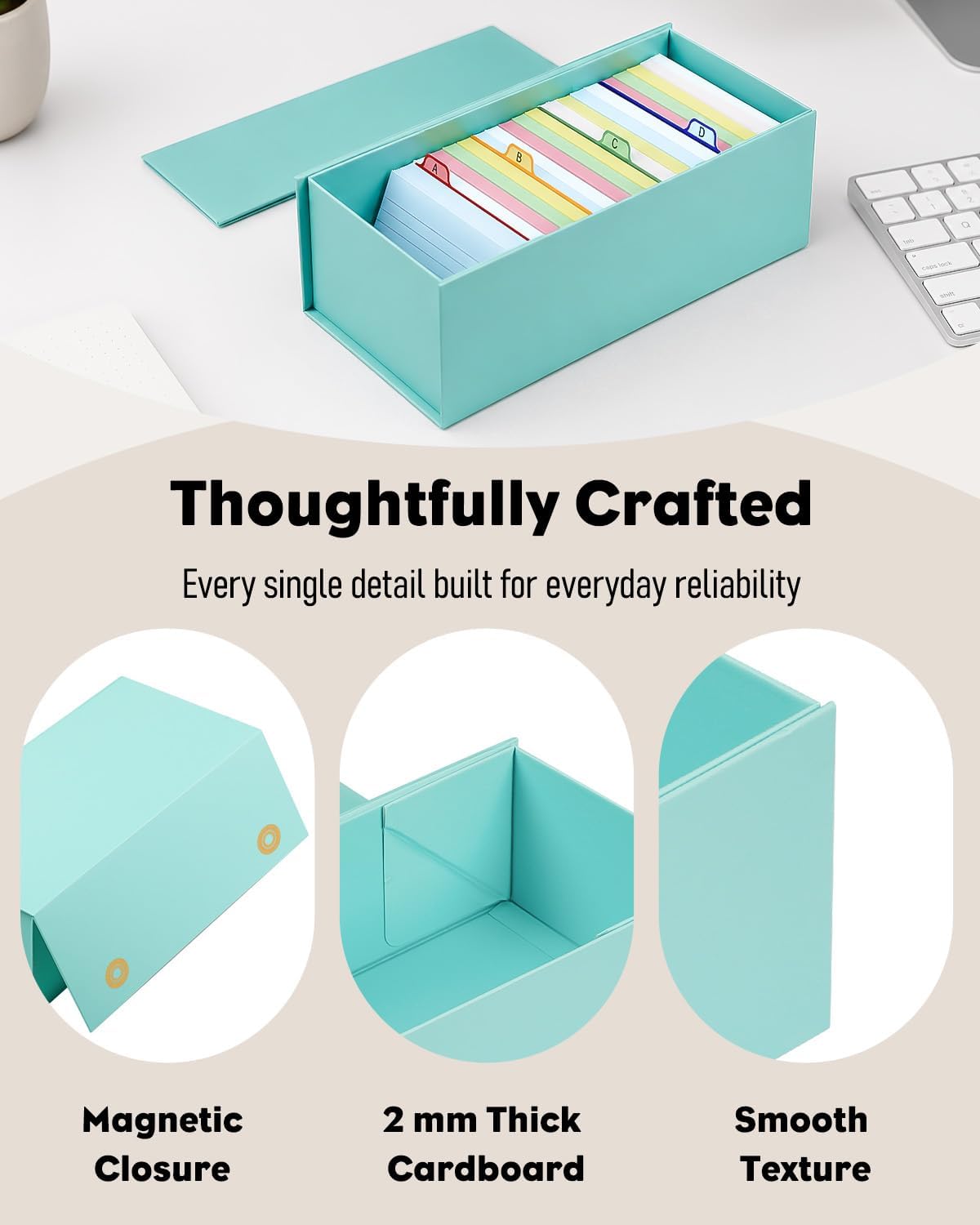 Uniclife 3x5 Index Card Holder with A-Z Tab Dividers, 1500 Card Capacity