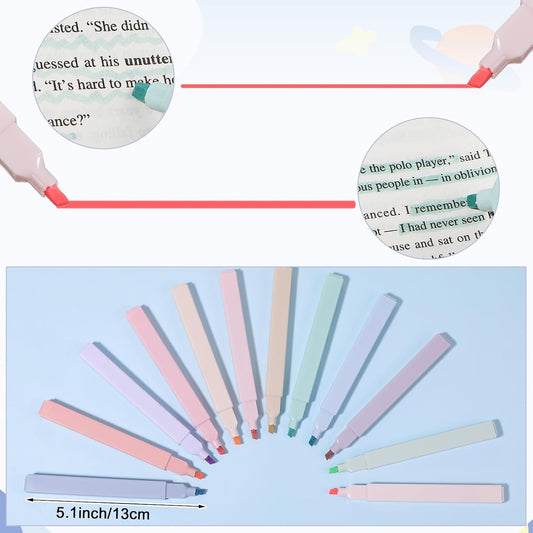120 Pcs Aesthetic Highlighters, 12 Assorted Pastel Colors No Bleed Chisel Tip Marker Pens For Journal Bible Study Office Supplies