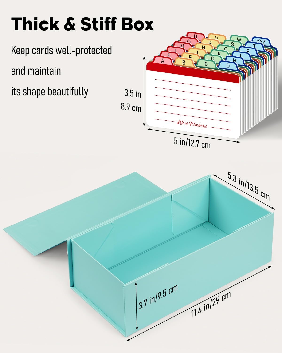 Uniclife 3x5 Index Card Holder with A-Z Tab Dividers, 1500 Card Capacity