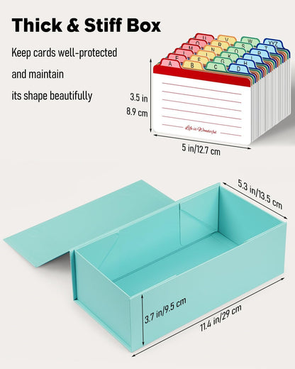Uniclife 3x5 Index Card Holder with A-Z Tab Dividers, 1500 Card Capacity