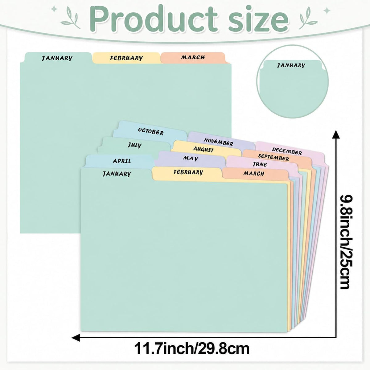 gisgfim 12 Top‑Tab Monthly File Guides, Jan‑Dec Dividers, Pastel